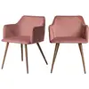 Image de Lot de 2 chaises avec accoudoirs en velours rose