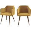 Image de Lot de 2 chaises avec accoudoirs en velours jaune moutarde