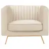 Image de Fauteuil en velours beige et pieds en métal doré