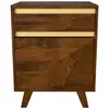 Image de Table de chevet en bois détails dorés, 1 tiroir et 1 porte