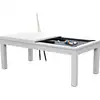 Image de Table de billard convertible blanche tapis gris