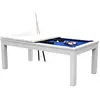 Image de Table de billard convertible blanche tapis bleu