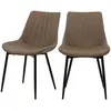 Image de Lot de 2 chaises en cuir synthétique taupe et métal noir