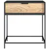 Image de Table de chevet 1 tiroir en bois d'acacia et métal noir