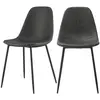 Image de Lot de 2 chaises en cuir synthétique gris/noir
