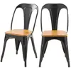 Image de Lot de 2 chaises en métal noir et bois d'orme