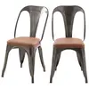 Image de Lot de 2 chaises en métal gris et cuir synthétique marron