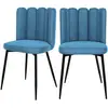 Image de Lot de 2 chaises en velours bleu et pieds en métal noir
