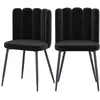 Image de Lot de 2 chaises en velours noir et pieds en métal noir