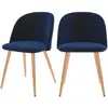 Image de Lot de 2 chaises en velours bleu foncé et pieds en métal