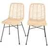 Image de Lot de 2 chaises en rotin naturel et pieds en métal noir