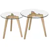 Image de Tables basses rondes en verre et bois d'hévéa (lot de 2)