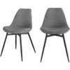 Image de Lot de 2 chaises en tissu gris foncé chiné et pieds en métal