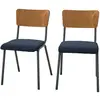 Image de Lot de 2 chaises en bois foncé et velours bleu