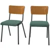 Image de Lot de 2 chaises en bois foncé et velours vert