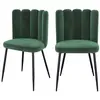 Image de Lot de 2 chaises en velours vert et pieds en métal
