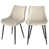 Image de Lot de 2 chaises en tissu beige et métal noir