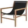 Image de Fauteuil lounge en teck et cuir de vachette noir