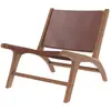 Image de Fauteuil en teck et cuir lisse marron