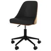 Image de Chaise de bureau pivotante sur roulettes en bois foncé et pu noir