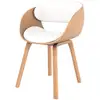 Image de Chaise en bois clair et pu blanc