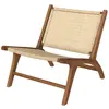 Image de Fauteuil en bois de teck et tressage vannerie en rotin