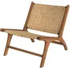 Image de Fauteuil en bois de teck et tressage chevron en rotin
