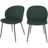 Image de Lot de 2 chaises vertes en tissu bouclette et pieds en métal