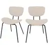 Image de Lot de 2 chaises en tissu beige et pieds en métal noir