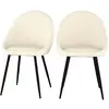 Image de Lot de 2 chaises en tissu bouclé blanc cassé