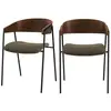Image de Lot de 2 chaises en velours vert kaki et bois de noyer
