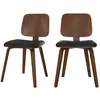 Image de Lot de 2 chaises en bois plaqué noyer et pu noir