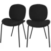 Image de Lot de 2 chaises en tissu bouclé noir et pieds en métal noir