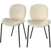 Image de Lot de 2 chaises en tissu bouclé beige et pieds en métal noir