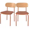 Image de Lot de 2 chaises en bois clair et tissu terracotta
