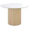 Image de Table ronde 4 personnes en marbre blanc et bois de manguier d120 cm