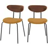 Image de Lot de 2 chaises en velours côtelé jaune moutarde et bois de noyer