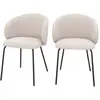 Image de Lot de 2 chaises en tissu beige et pieds en métal noir