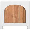 Image de Table de chevet en plâtre blanc cassé et bois d'acacia