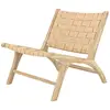 Image de Fauteuil en teck et cuir tressé beige