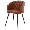 Image de Chaise en cuir de buffle marron et pieds en métal noir