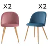 Image de Pack 4 chaises en velours bleu et rose