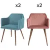 Image de Pack 4 chaises en velours bleu et rose