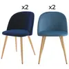 Image de Pack 4 chaises en velours bleu foncé et bleu