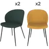 Image de Pack 4 chaises en tissu bouclé jaune et vert