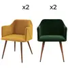 Image de Pack 4 chaises en velours jaune et vert