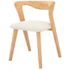 Image de Chaise en bois d'hévéa clair et tissu bouclé crème