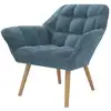 Image de Fauteuil en tissu bleu et pieds en bois