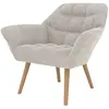 Image de Fauteuil en tissu gris clair et pieds en bois