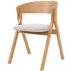 Image de Chaise en bois d'hévéa et tissu beige
